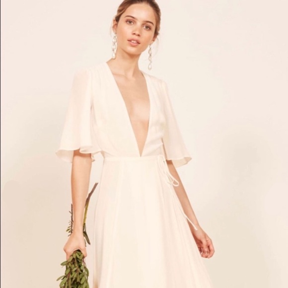 Reformation Rhodes Midi Dress in Ivory - Picture 3 of 10